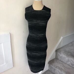 D. Exterior Sleeveless Wool Mohair Black Gray Tweed Shift Dress EUC Size Small